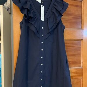 Pinch Ruffle VNeck detail mini dress M